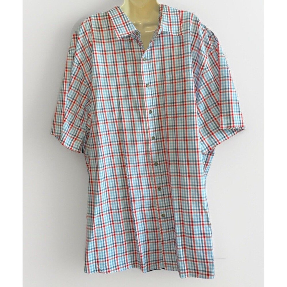 HB Shirt Mens 3XLT Red Plaid Big & Tall Short Sleeve Button Up Casual Top